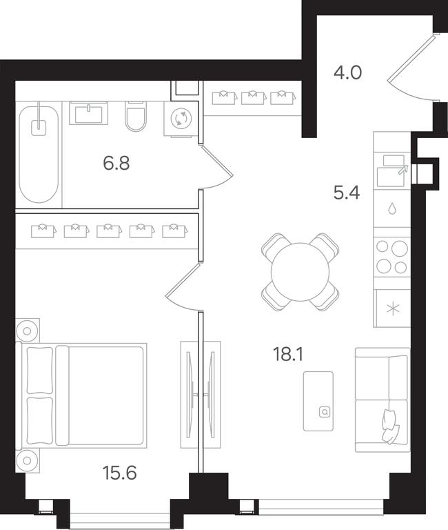 1-BD Apartment Sale, 49.9平方米 at Mangazeya na Tulskoy, Bolshaya Tulskaya Street, Moscow, Russia #1