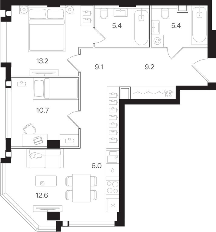 2-BD Apartment Sale, 71.6平方米 at Mangazeya na Tulskoy, Bolshaya Tulskaya Street, Moscow, Russia #1 2-BD Apartment Sale, 71.6平方米 at Mangazeya na Tulskoy, Bolshaya Tulskaya Street, Moscow, Russia #1