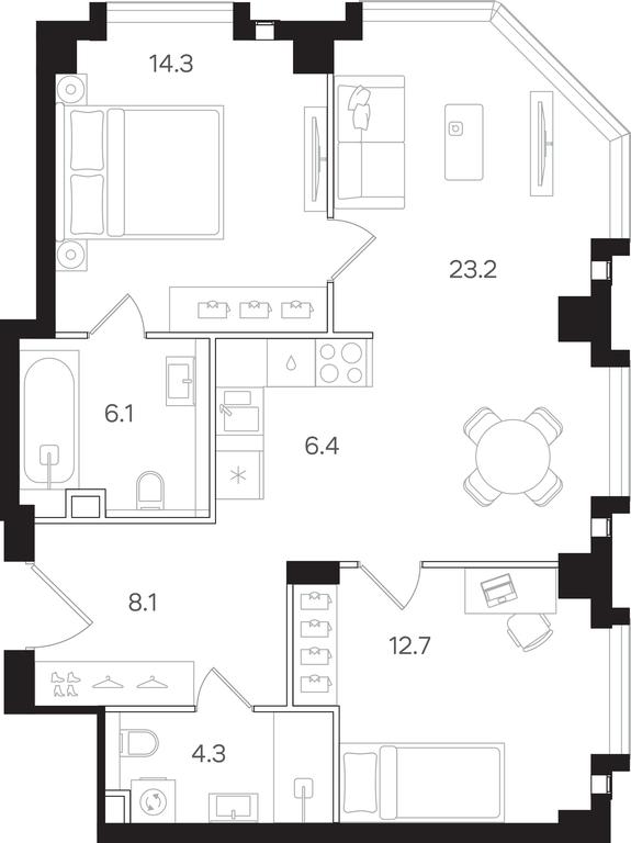 2-BD Apartment Sale, 75.1 sq. m. at Mangazeya na Tulskoy, Bolshaya Tulskaya Street, Moscow, Russia #1 2-BD Apartment Sale, 75.1 sq. m. at Mangazeya na Tulskoy, Bolshaya Tulskaya Street, Moscow, Russia #1