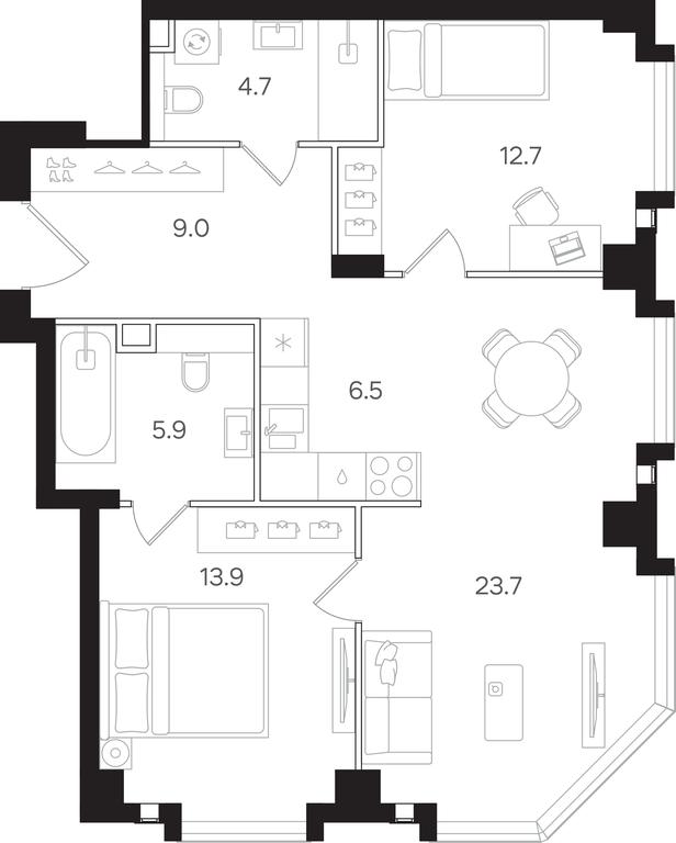 2-BD Apartment Sale, 76.4平方米 at Mangazeya na Tulskoy, Bolshaya Tulskaya Street, Moscow, Russia #1