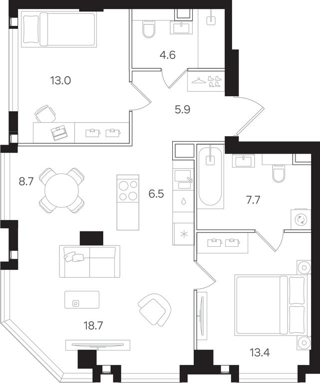 2-BD Apartment Sale, 78.5 sq. m. at Mangazeya na Tulskoy, Bolshaya Tulskaya Street, Moscow, Russia #1 2-BD Apartment Sale, 78.5 sq. m. at Mangazeya na Tulskoy, Bolshaya Tulskaya Street, Moscow, Russia #1