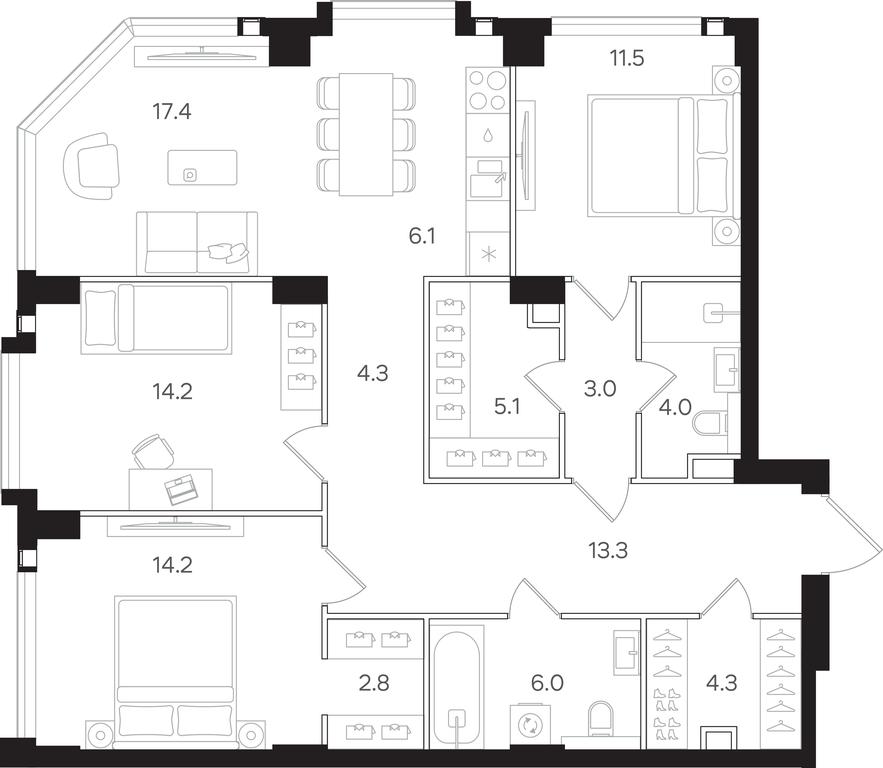 3-BD Apartment Sale, 106.2 sq. m. at Mangazeya na Tulskoy, Bolshaya Tulskaya Street, Moscow, Russia #2 3-BD Apartment Sale, 106.2 sq. m. at Mangazeya na Tulskoy, Bolshaya Tulskaya Street, Moscow, Russia #2