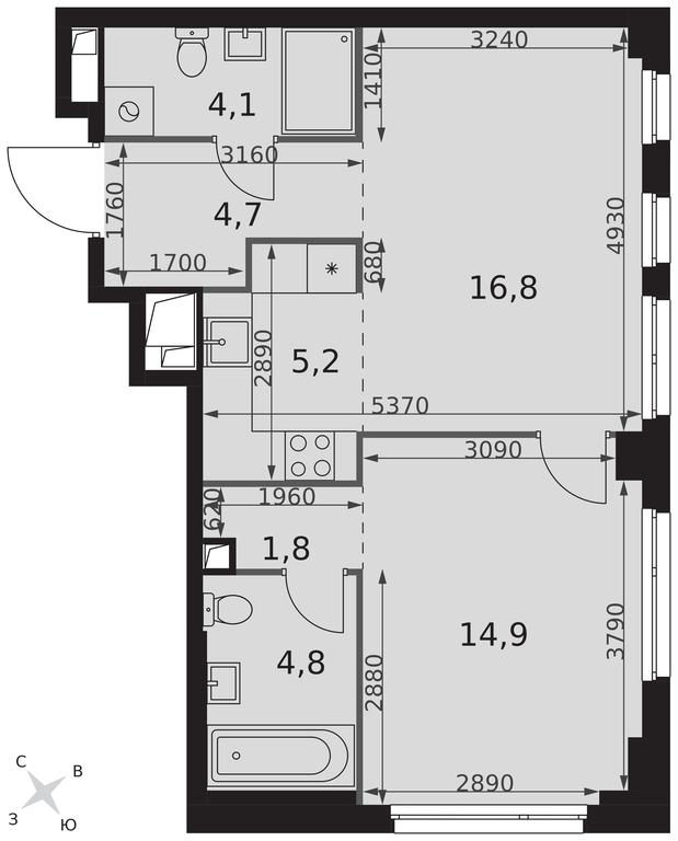 2-BD Apartment Sale, 52.3 sq. m. at Sydney City, Shenogina Street, 2, Moscow, Russia #2