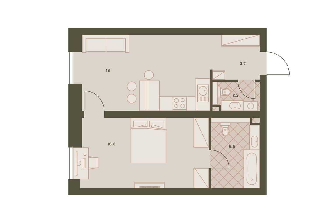 1-BD Apartment Sale, 47.1 sq. m. at Eniteo, Dmitriya Ulyanova Street, 45, Moscow, Russia #1 1-BD Apartment Sale, 47.1 sq. m. at Eniteo, Dmitriya Ulyanova Street, 45, Moscow, Russia #1