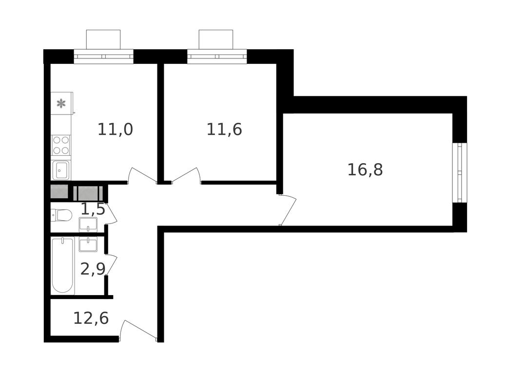 2-BD Apartment Sale, 57.5 sq. m. at Oktiabrskoe Pole, Berzarina Street, 32к1, Moscow, Russia #2