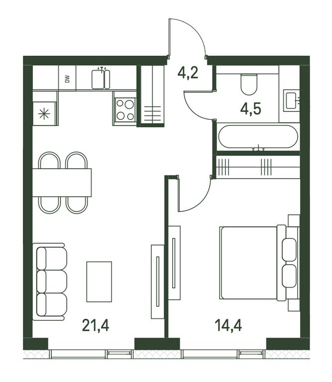 1-BD Apartment Sale, 44.5平方米 at Moments, Volokolamskoye Highway, 28, Moscow, Russia #1 1-BD Apartment Sale, 44.5平方米 at Moments, Volokolamskoye Highway, 28, Moscow, Russia #1