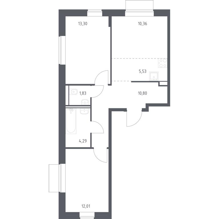 1-BD Apartment Sale, 58.12 sq. m. at Kvartal Domashnij, Donetskaya Street, 30с11, Moscow, Russia #1 1-BD Apartment Sale, 58.12 sq. m. at Kvartal Domashnij, Donetskaya Street, 30с11, Moscow, Russia #1