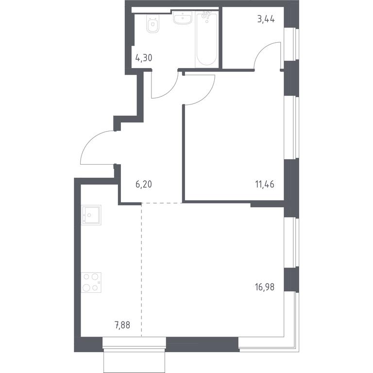 Apartment Sale, 50.26 sq. m. at Kvartal Domashnij, Donetskaya Street, 30с11, Moscow, Russia #1