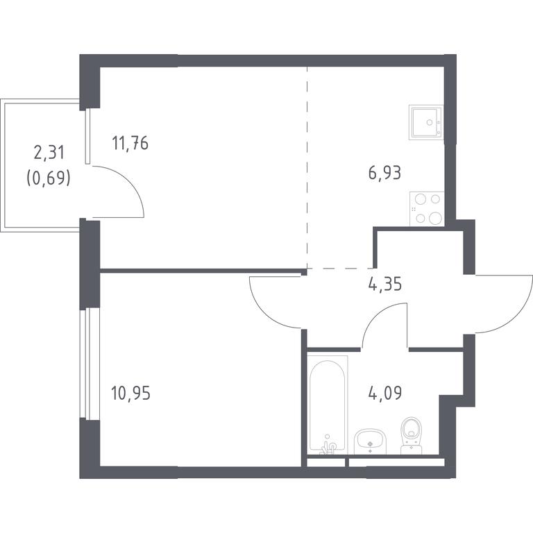 Apartment Sale, 38.77 sq. m. at Mytishchi Park, Silikatnaya ulitsa, 41к3, Mytischi, Moscow Region, Russia #1