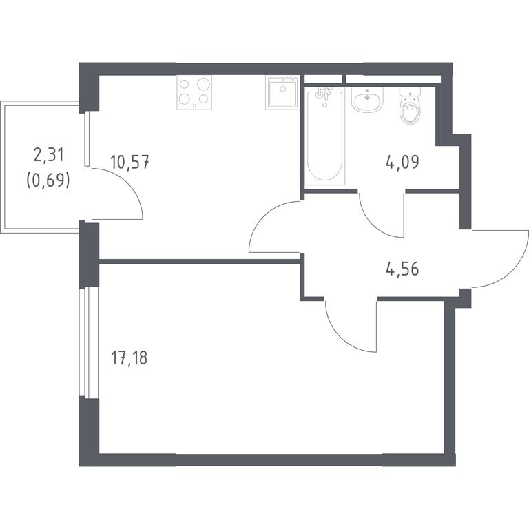 Apartment Sale, 37.09 sq. m. at Mytishchi Park, Silikatnaya ulitsa, 41к3, Mytischi, Moscow Region, Russia #1