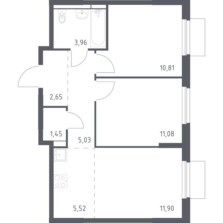 1-BD Apartment Sale, 52.4平方米 at Mytishchi Park, Silikatnaya ulitsa, 41к3, Mytischi, Moscow Region, Russia #1 1-BD Apartment Sale, 52.4平方米 at Mytishchi Park, Silikatnaya ulitsa, 41к3, Mytischi, Moscow Region, Russia #1