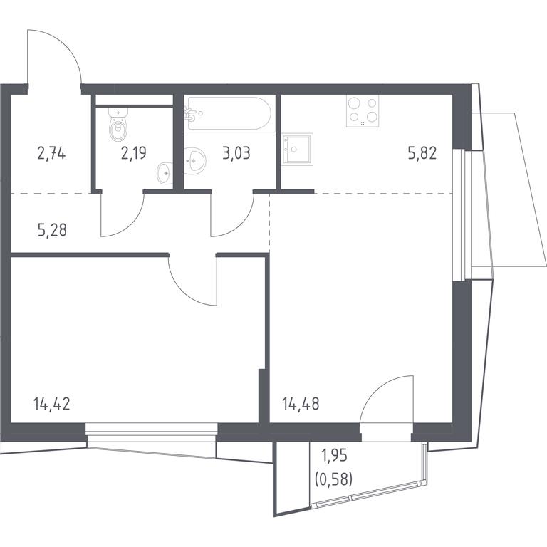 Apartment Sale, 48.54 sq. m. at Kvartal Aviatorov, ulitsa Koldunova, Aviatorov Microdistrict, Balashikha, Moscow Region, Russia #1
