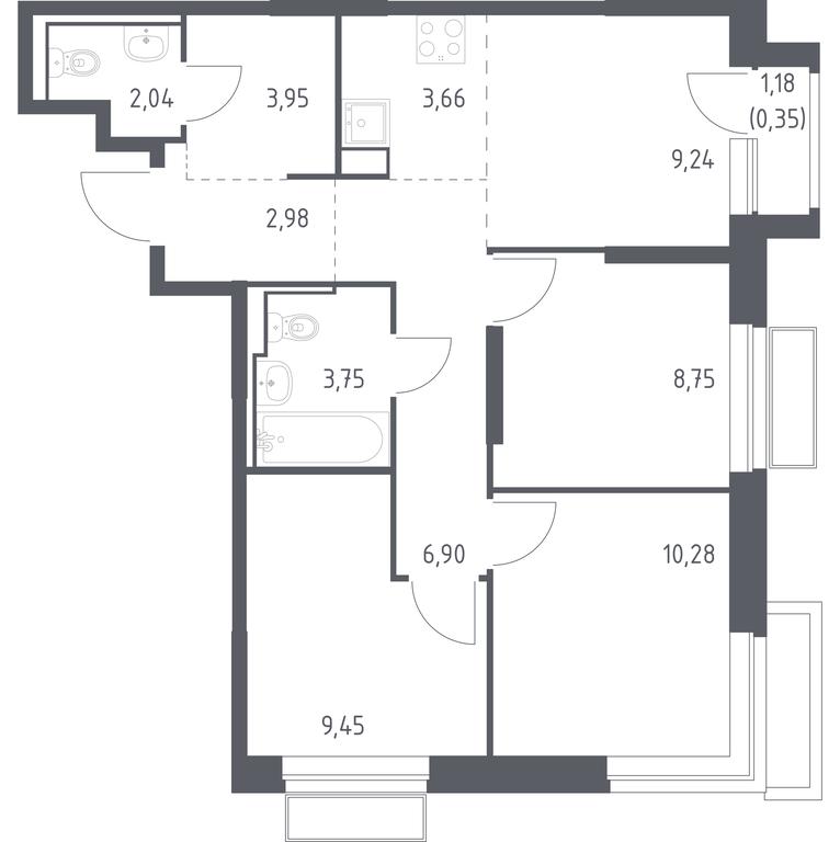 2-BD Apartment Sale, 61.35平方米 at Dolina Yauzy, Trudovaya Street, 23, Mytischi, Moscow Region, Russia #1 2-BD Apartment Sale, 61.35平方米 at Dolina Yauzy, Trudovaya Street, 23, Mytischi, Moscow Region, Russia #1