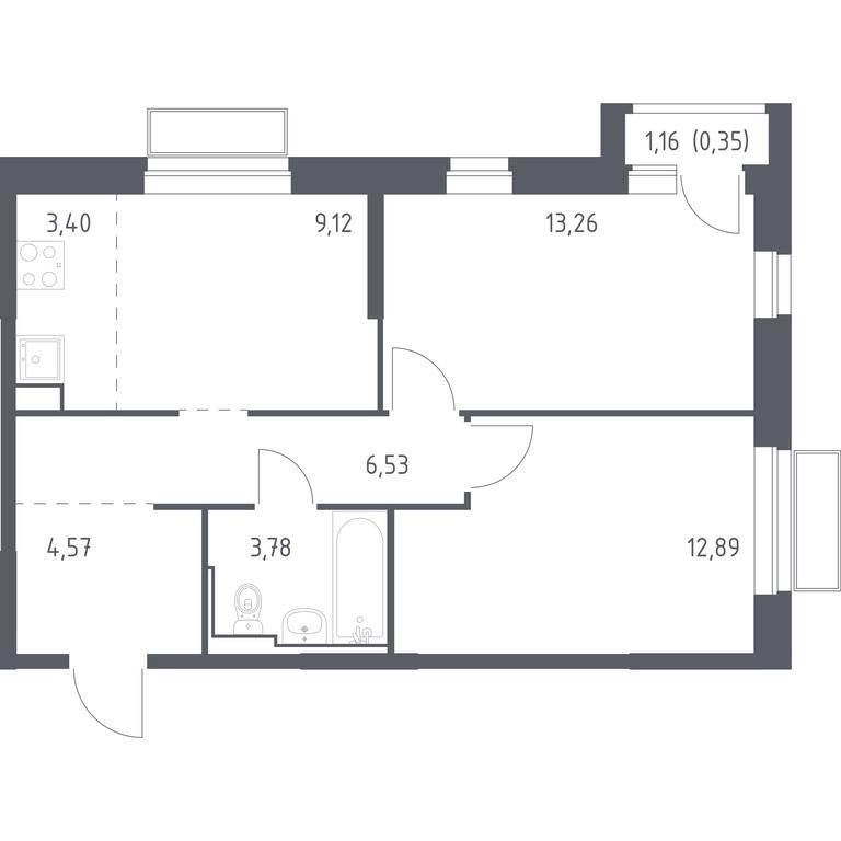 1-BD Apartment Sale, 53.9平方米 at Dolina Yauzy, Trudovaya Street, 23, Mytischi, Moscow Region, Russia #1 1-BD Apartment Sale, 53.9平方米 at Dolina Yauzy, Trudovaya Street, 23, Mytischi, Moscow Region, Russia #1