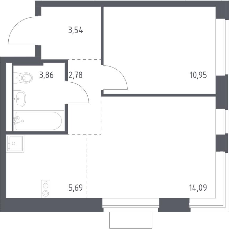 Apartment Sale, 40.91 sq. m. at Novoe Vidnoe, Kalinovka Village, Leninskiy City District, Moscow Region, Russia #1