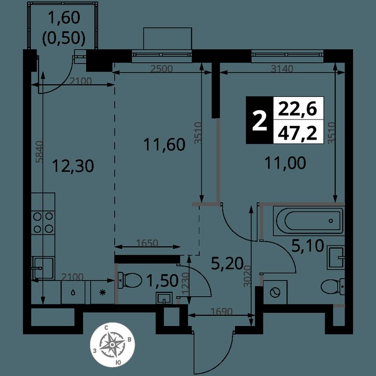 2-BD Apartment Sale, 47.2 sq. m. at 1 Himkinskij, zhiloy kompleks 1-y Khimkinskiy, kvartal Mezhdunarodny, mikrorayon Klyazma-Starbeyevo, Khimki, Moscow Region, Russia #2 2-BD Apartment Sale, 47.2 sq. m. at 1 Himkinskij, zhiloy kompleks 1-y Khimkinskiy, kvartal Mezhdunarodny, mikrorayon Klyazma-Starbeyevo, Khimki, Moscow Region, Russia #2