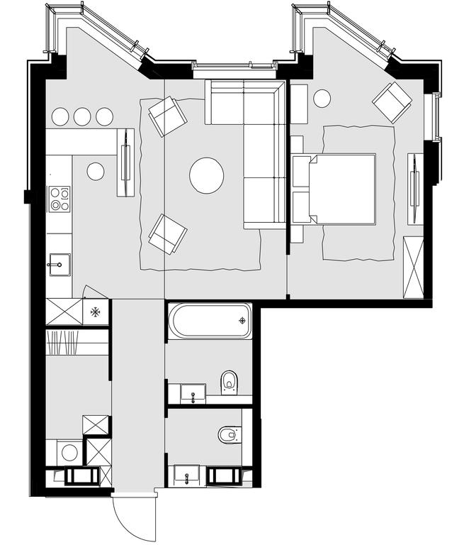 2-BD Apartment Sale, 64.8平方米 at Crystal, Generala Glagoleva Street, 16с1, Moscow, Russia #1