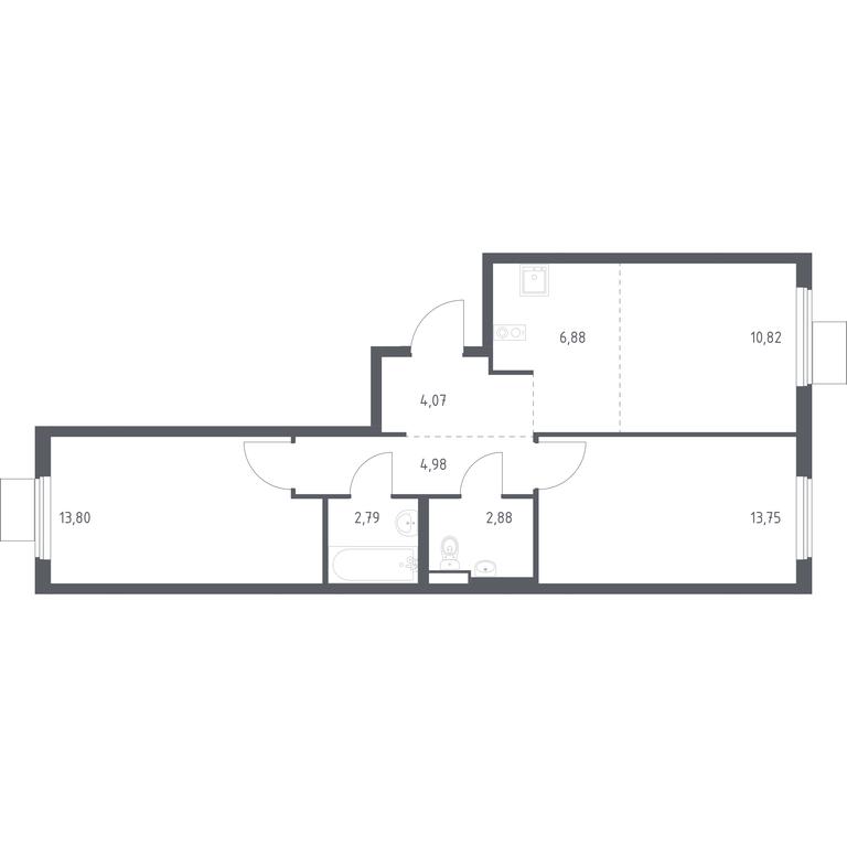 1-BD Apartment Sale, 59.97平方米 at Gorki Park, Shkolnaya ulitsa, 2, derevnya Korobovo, Leninskiy City District, Moscow Region, Russia #1
