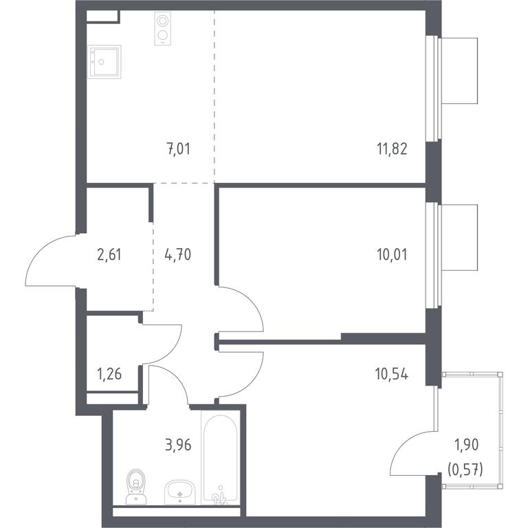 1-BD Apartment Sale, 52.48平方米 at Gorki Park, Shkolnaya ulitsa, 2, derevnya Korobovo, Leninskiy City District, Moscow Region, Russia #1 1-BD Apartment Sale, 52.48平方米 at Gorki Park, Shkolnaya ulitsa, 2, derevnya Korobovo, Leninskiy City District, Moscow Region, Russia #1