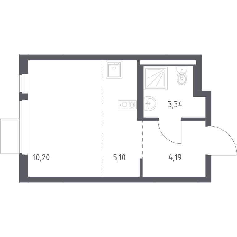 Apartment Sale, 22.83 sq. m. at Gorki Park, Shkolnaya ulitsa, 2, derevnya Korobovo, Leninskiy City District, Moscow Region, Russia #1