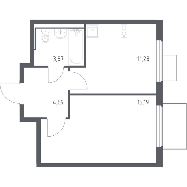 Apartment Sale, 35.03 sq. m. at Gorki Park, Shkolnaya ulitsa, 2, derevnya Korobovo, Leninskiy City District, Moscow Region, Russia #1