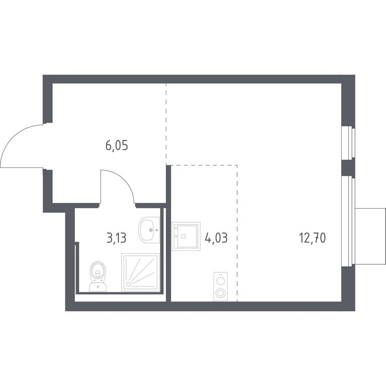 Apartment Sale, 25.91 sq. m. at Gorki Park, Shkolnaya ulitsa, 2, derevnya Korobovo, Leninskiy City District, Moscow Region, Russia #1