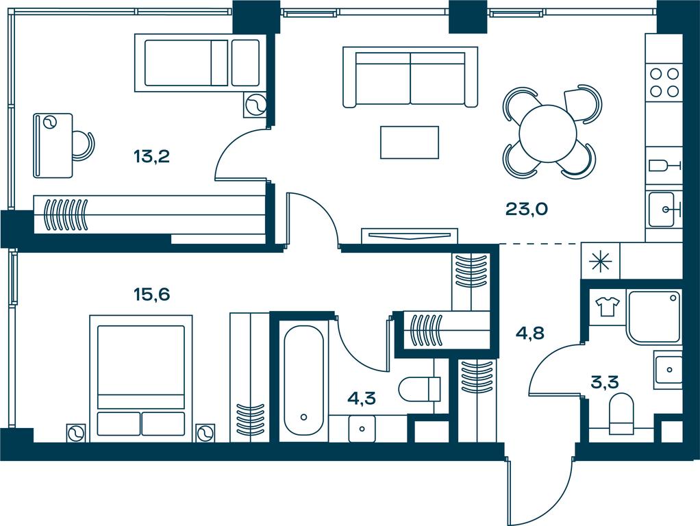2-BD Apartment Sale, 67.4 sq. m. at Soul, Chasovaya Street, 28, Moscow, Russia #1