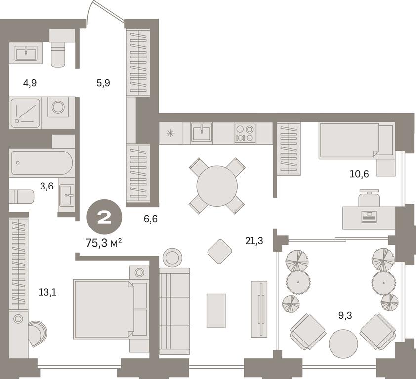 2-BD Apartment Sale, 76.1 sq. m. at Kvartal «MONS», Ogorodny Drive, Moscow, Russia #1