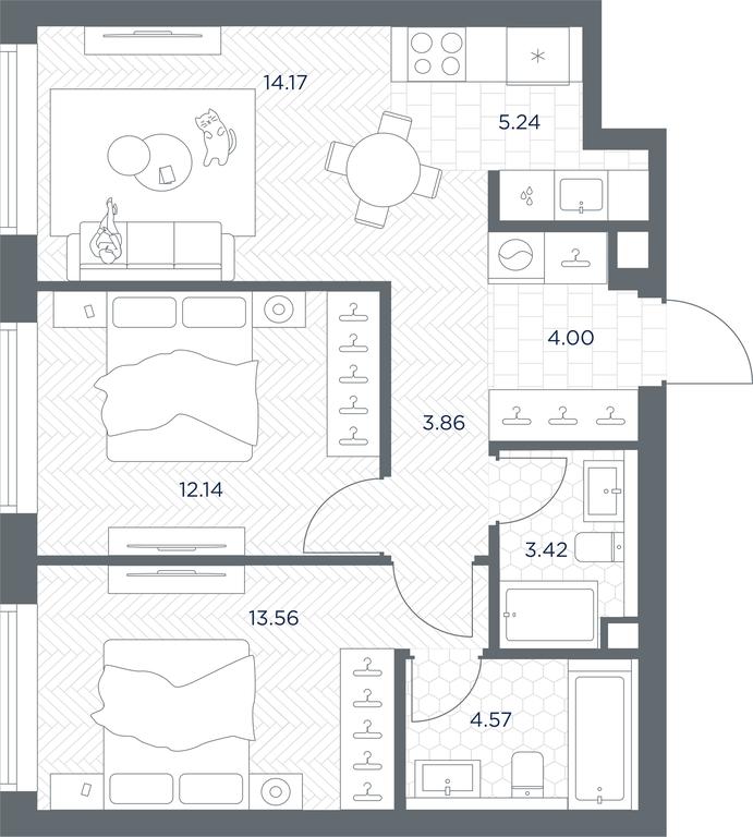 1-BD Apartment Sale, 60.96平方米 at TATE, Vetkina Street, Moscow, Russia #1 1-BD Apartment Sale, 60.96平方米 at TATE, Vetkina Street, Moscow, Russia #1