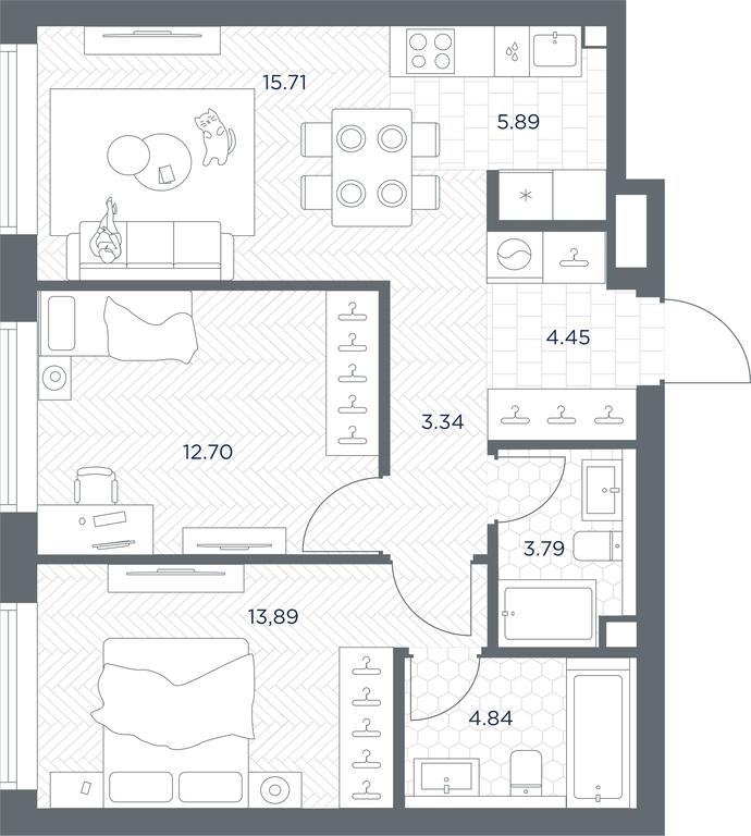 1-BD Apartment Sale, 64.61 sq. m. at TATE, Vetkina Street, Moscow, Russia #1
