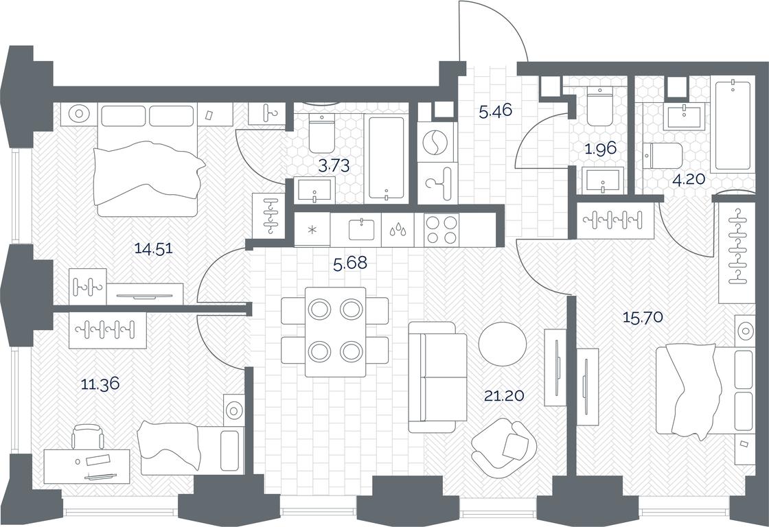 2-BD Apartment Sale, 83.8 sq. m. at TATE, Vetkina Street, Moscow, Russia #1 2-BD Apartment Sale, 83.8 sq. m. at TATE, Vetkina Street, Moscow, Russia #1