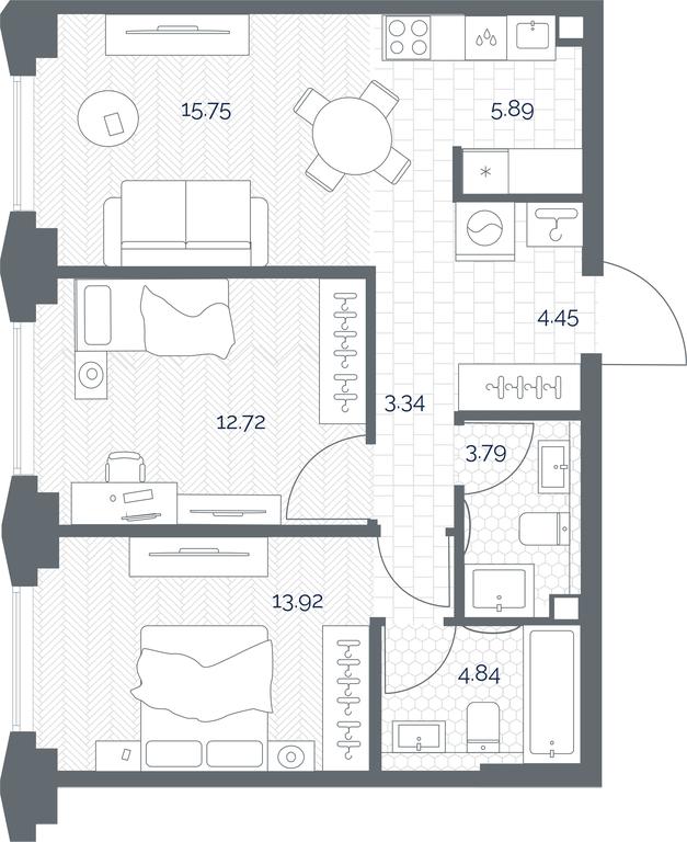 1-BD Apartment Sale, 64.7 sq. m. at TATE, Vetkina Street, Moscow, Russia #1 1-BD Apartment Sale, 64.7 sq. m. at TATE, Vetkina Street, Moscow, Russia #1