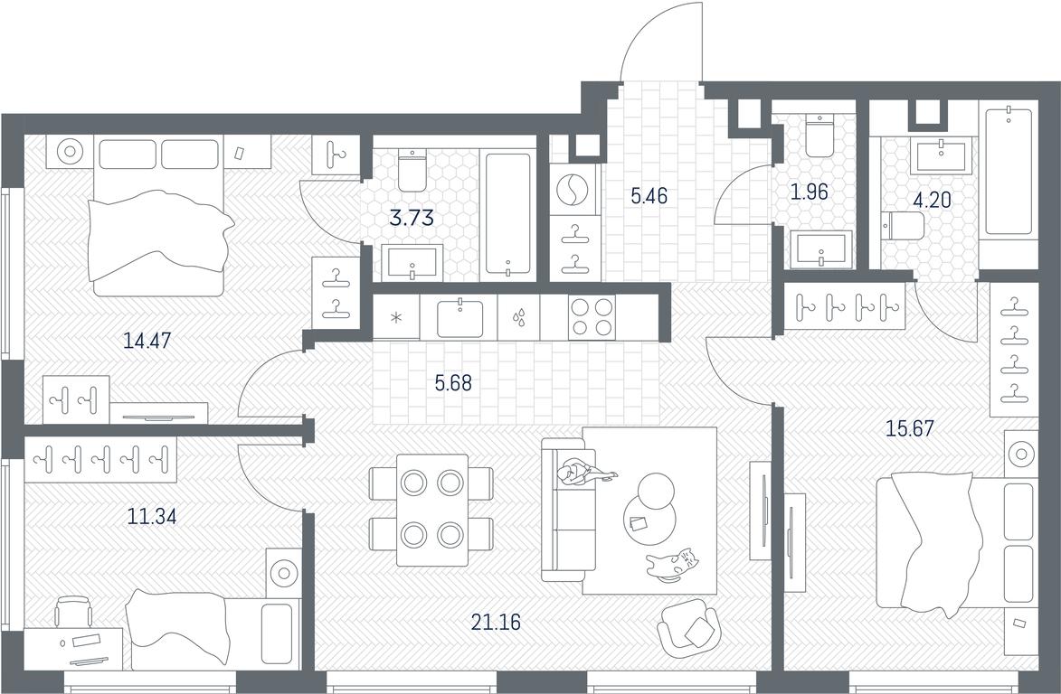 2-BD Apartment Sale, 83.67 sq. m. at TATE, Vetkina Street, Moscow, Russia #1
