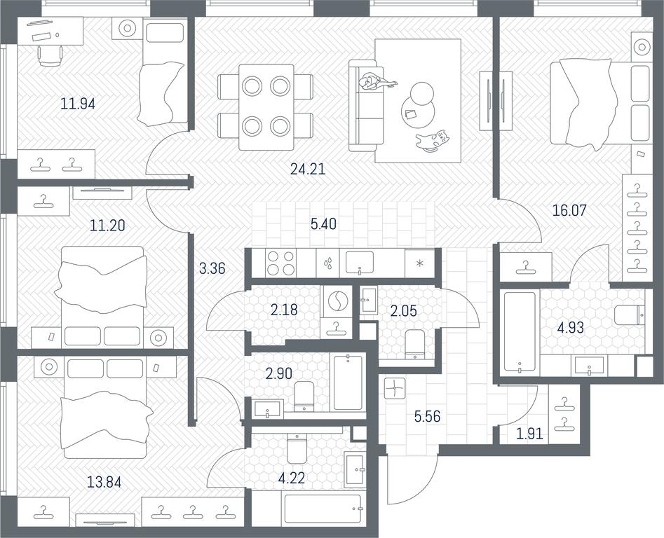 3-BD Apartment Sale, 109.77 sq. m. at TATE, Vetkina Street, Moscow, Russia #1