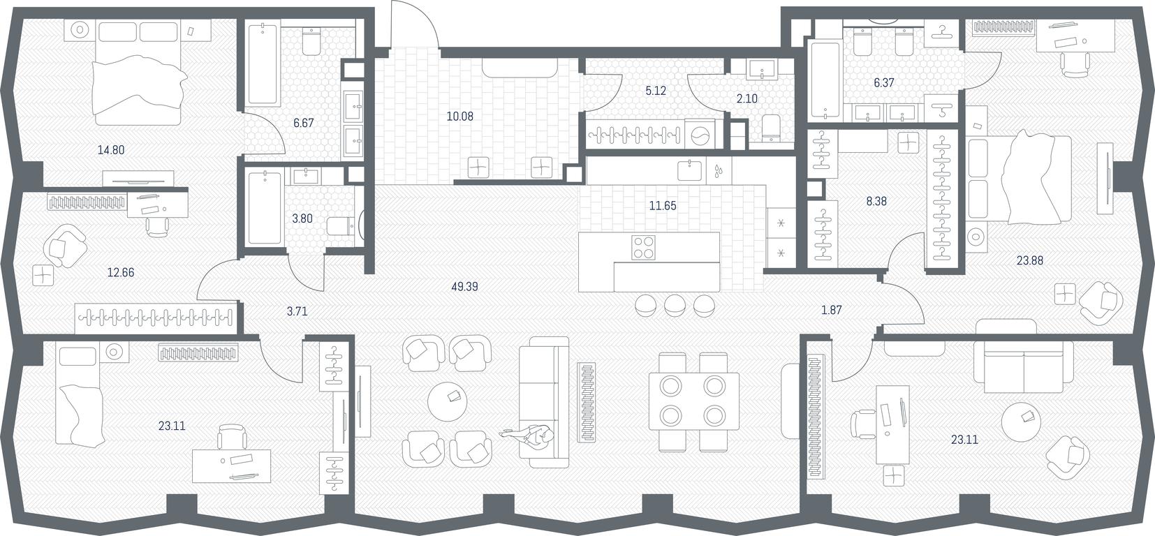 4-BD Apartment Sale, 206.56 sq. m. at TATE, Vetkina Street, Moscow, Russia #1