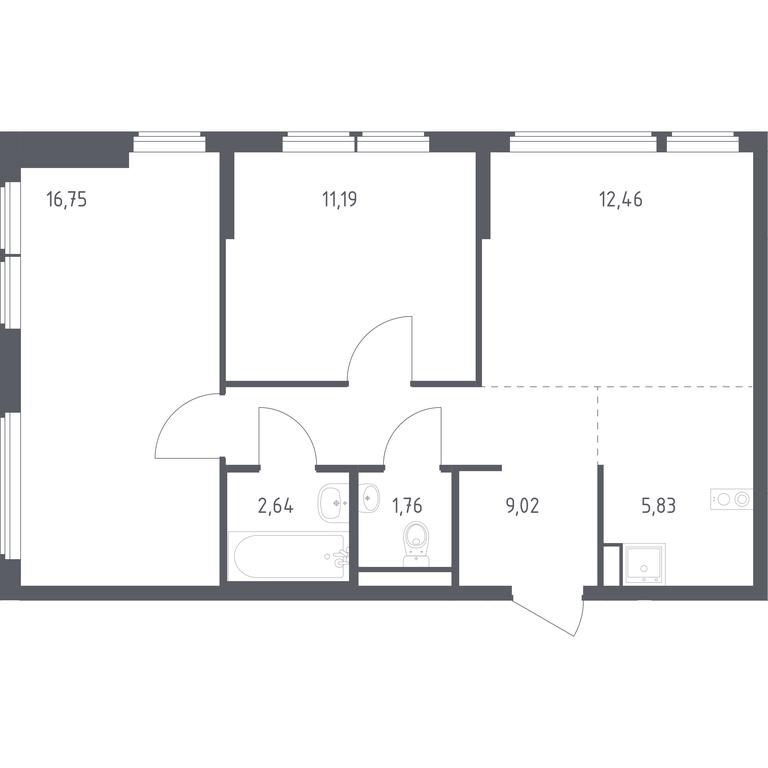 1-BD Apartment Sale, 59.65 sq. m. at Ostafevo, Ostafyevskoe Highway, 12к1, Ryazanovskoe Settlement, Moscow, Russia #1 1-BD Apartment Sale, 59.65 sq. m. at Ostafevo, Ostafyevskoe Highway, 12к1, Ryazanovskoe Settlement, Moscow, Russia #1