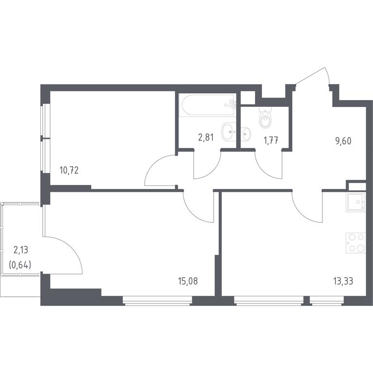 1-BD Apartment Sale, 53.95 sq. m. at Ostafevo, Ostafyevskoe Highway, 12к1, Ryazanovskoe Settlement, Moscow, Russia #1
