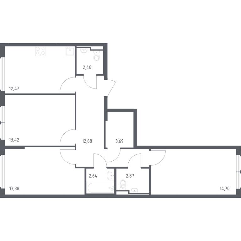 2-BD Apartment Sale, 78.33 sq. m. at Ostafevo, Ostafyevskoe Highway, 12к1, Ryazanovskoe Settlement, Moscow, Russia #1 2-BD Apartment Sale, 78.33 sq. m. at Ostafevo, Ostafyevskoe Highway, 12к1, Ryazanovskoe Settlement, Moscow, Russia #1