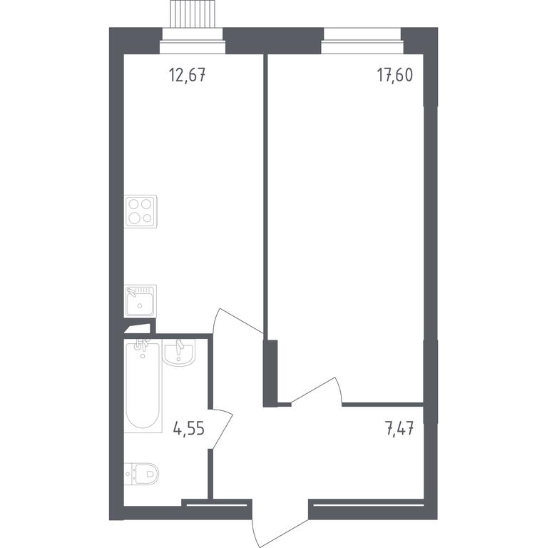 Apartment Sale, 41.5平方米 at Egorovo Park, 1-y kvartal, posyolok Zhilino-1, Lubertsy City District, Moscow Region, Russia #1