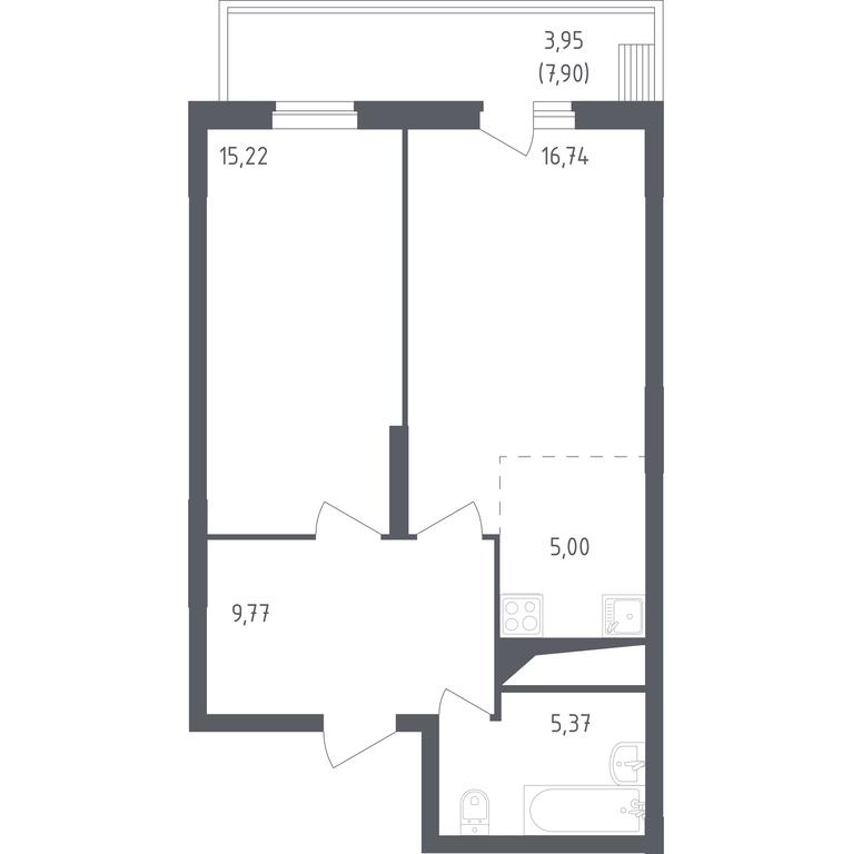 1-BD Apartment Sale, 56 sq. m. at Egorovo Park, 1-y kvartal, posyolok Zhilino-1, Lubertsy City District, Moscow Region, Russia #1