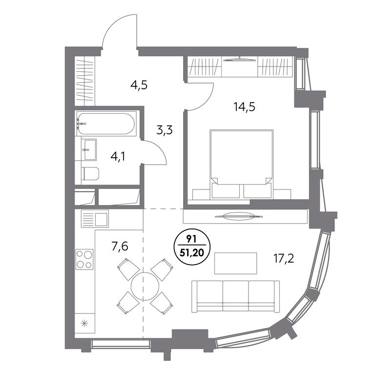 2-BD Apartment Sale, 51.2 sq. m. at Dom56, Fridrikha Engelsa Street, 56с1, Moscow, Russia #1 2-BD Apartment Sale, 51.2 sq. m. at Dom56, Fridrikha Engelsa Street, 56с1, Moscow, Russia #1