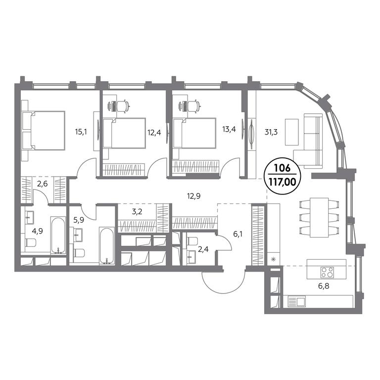 Продажа 4-комн. квартиры, 117 м² в ЖК «Дом56», улица Фридриха Энгельса, 56с1, Москва, Россия #1 Продажа 4-комн. квартиры, 117 м² в ЖК «Дом56», улица Фридриха Энгельса, 56с1, Москва, Россия #1