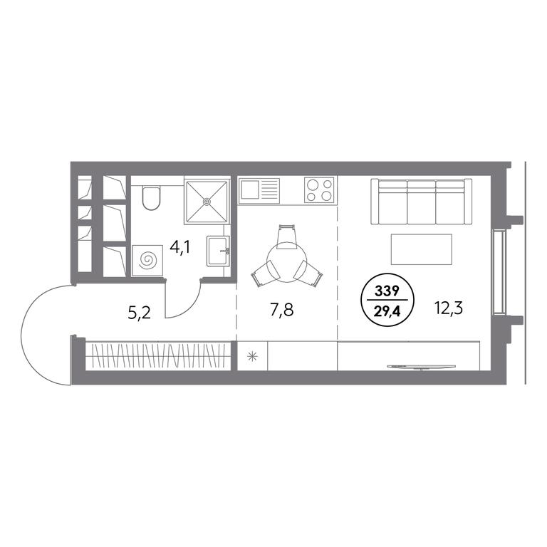 1-BD Apartment Sale, 29.4平方米 at Dom56, Fridrikha Engelsa Street, 56с1, Moscow, Russia #1 1-BD Apartment Sale, 29.4平方米 at Dom56, Fridrikha Engelsa Street, 56с1, Moscow, Russia #1