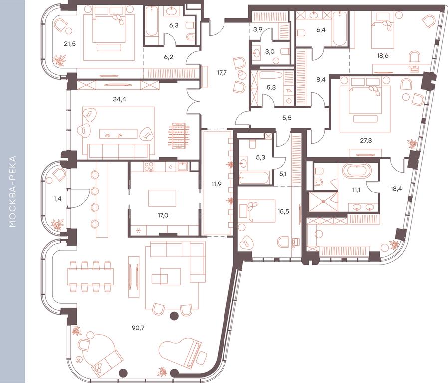 5-BD Apartment Sale, 340.9平方米 at Savvinskaya 27, Savvinskaya Embankment, 27, Moscow, Russia #2 5-BD Apartment Sale, 340.9平方米 at Savvinskaya 27, Savvinskaya Embankment, 27, Moscow, Russia #2
