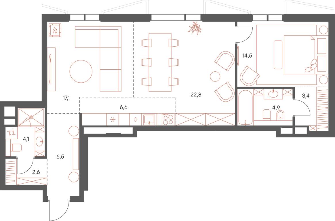 2-BD Apartment Sale, 82.5平方米 at Savvinskaya 17, Savvinskaya Embankment, 17, Moscow, Russia #1