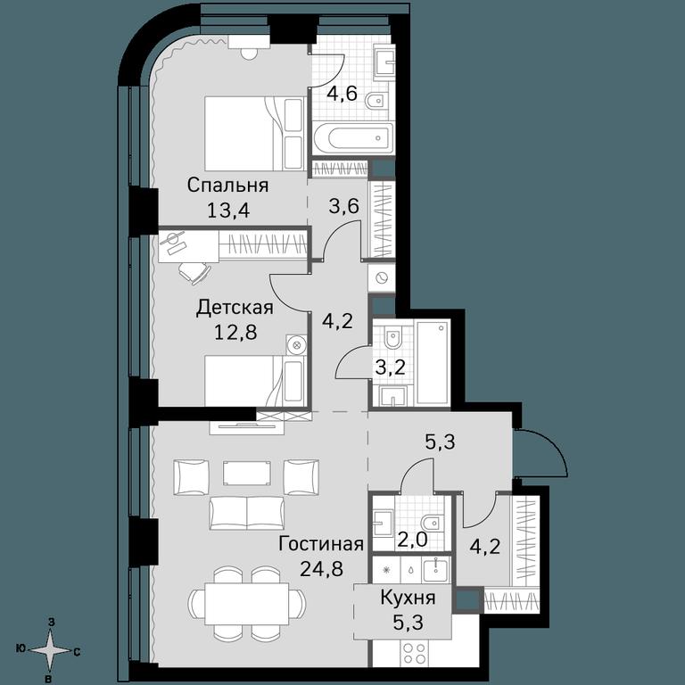 3-BD Apartment Sale, 83.4平方米 at Amber City, 3rd Khoroshyovsky Drive, 3А, Moscow, Russia #1 3-BD Apartment Sale, 83.4平方米 at Amber City, 3rd Khoroshyovsky Drive, 3А, Moscow, Russia #1
