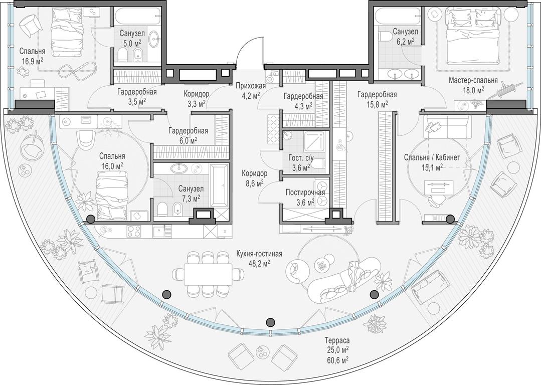 3-BD Apartment Sale, 193.7 sq. m. at Frunzenskaya naberezhnaya, Frunzenskaya Embankment, 30, Moscow, Russia #1
