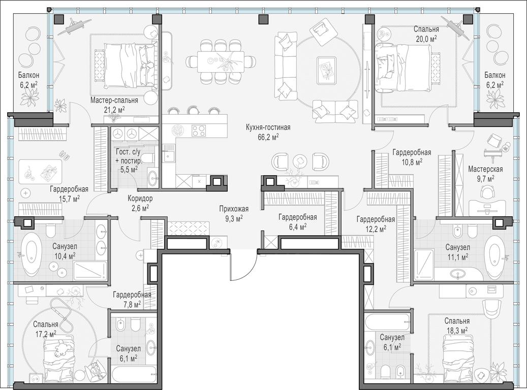 5-BD Apartment Sale, 259.7 sq. m. at Frunzenskaya naberezhnaya, Frunzenskaya Embankment, 30, Moscow, Russia #1