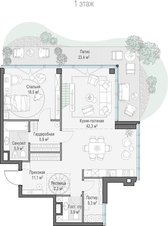 1-BD Apartment Sale, 132.8 sq. m. at Frunzenskaya naberezhnaya, Frunzenskaya Embankment, 30, Moscow, Russia #1