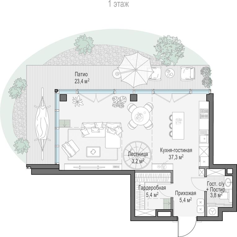 1-BD Apartment Sale, 77.2 sq. m. at Frunzenskaya naberezhnaya, Frunzenskaya Embankment, 30, Moscow, Russia #1